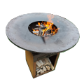 Outdoor kitchen wood burning Corten fire pit BBQ